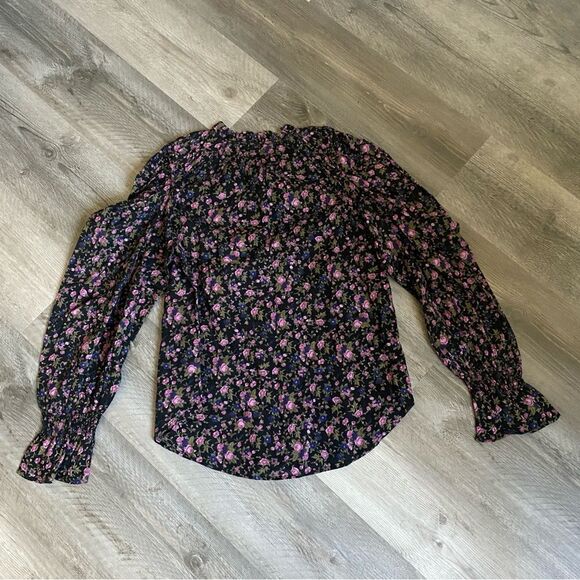Free People Blouse Dark Floral NEW Black Purple Green Small - Picture 7 of 11
